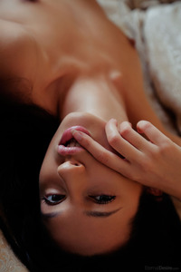 Raven Haired Beauty Kenya Spreading On A Bed 05