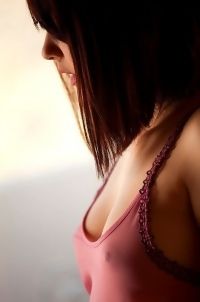 Cassie Laine Pulls Down Her Pink Top